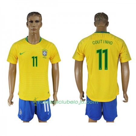 Camisola Brasil Philippe Coutinho 11 Equipamento Principal World Cup 2018 Manga Curta