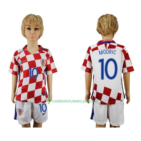 Camisola Croácia Modric 10 Criança Equipamento Principal 2016 Manga Curta
