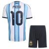 Camisola Argentina Messi 10 Criança Equipamento Principal Copa do Mundo 2026 Manga Curta