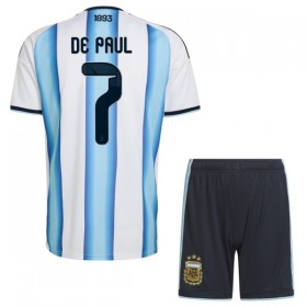 Camisola Argentina De Paul 7 Criança Equipamento Principal Mundial de 2026 Manga Curta