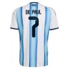 Camisola Argentina De Paul 7 Criança Equipamento Principal Mundial de 2026 Manga Curta