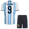 Camisola Argentina J. Alvarez 9 Criança Equipamento Principal Mundial de 2026 Manga Curta