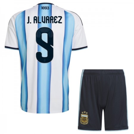Camisola Argentina J. Alvarez 9 Criança Equipamento Principal Mundial de 2026 Manga Curta