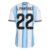 Camisola Argentina Lautaro Martinez 22 Criança Equipamento Principal Mundial de 2026 Manga Curta