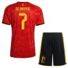 Camisola Bélgica De Bruyne 7 Criança Equipamento Principal Mundial de 2026 Manga Curta