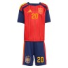 Camisola Espanha Pedri 20 Criança Equipamento Principal Mundial de 2026 Manga Curta