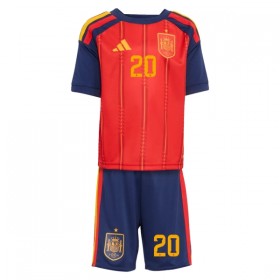 Camisola Espanha Pedri 20 Criança Equipamento Principal Mundial de 2026 Manga Curta