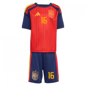 Camisola Espanha Rodrigo 16 Criança Equipamento Principal Mundial de 2026 Manga Curta