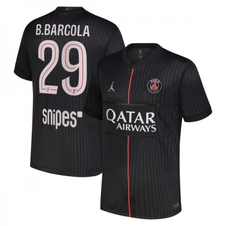 Camisola Paris Saint-Germain B. Barcola 29 Jordan Equipamento Quarto 2025-26 Manga Curta