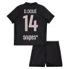 Camisola Paris Saint-Germain D. Doue 14 Jordan Criança Equipamento Quarto 2025-26 Manga Curta