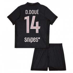 Camisola Paris Saint-Germain D. Doue 14 Jordan Criança Equipamento Quarto 2025-26 Manga Curta