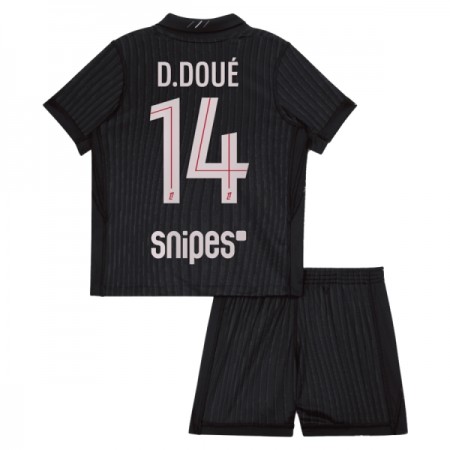 Camisola Paris Saint-Germain D. Doue 14 Jordan Criança Equipamento Quarto 2025-26 Manga Curta