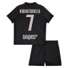 Camisola Paris Saint-Germain Kvaratskhelia 7 Jordan Criança Equipamento Quarto 2025-26 Manga Curta
