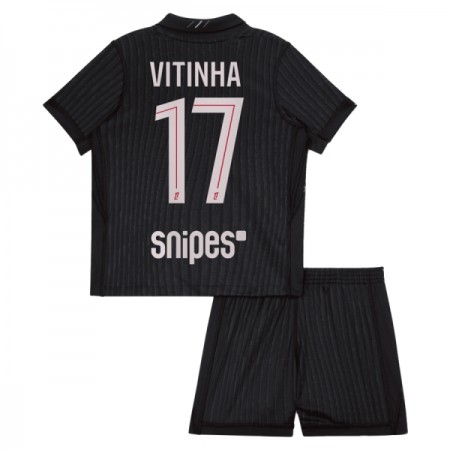 Camisola Paris Saint-Germain Vitinha 17 Jordan Criança Equipamento Quarto 2025-26 Manga Curta
