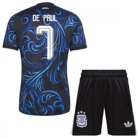 Camisola Argentina De Paul 7 Criança Equipamento Alternativa Mundial de 2026 Manga Curta