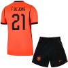 Camisola Holanda Frenkie de Jong 21 Criança Equipamento Principal Mundial de 2026 Manga Curta