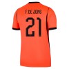 Camisola Holanda Frenkie de Jong 21 Criança Equipamento Principal Mundial de 2026 Manga Curta