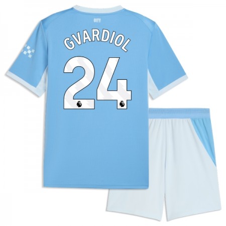 Camisola Manchester City Gvardiol 24 Criança Equipamento Principal 2026-27 Manga Curta