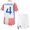 Camisola Croácia Gvardiol 4 Criança Equipamento Principal Mundial de 2026 Manga Curta