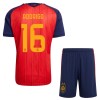 Camisola Espanha 2 Stars Rodrigo 16 Criança Equipamento Principal Mundial de 2026 Manga Curta Camisola Espanha 2 Stars Rodrigo 16 Criança Equipamento Principal Mundial de 2026 Manga Curta
