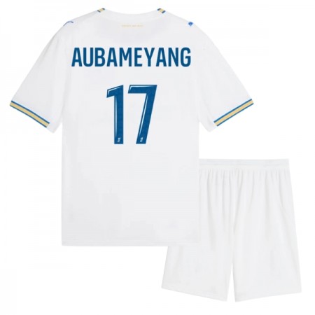 Camisola Olympique de Marseille Aubameyang 17 Criança Equipamento Principal 2026-27 Manga Curta